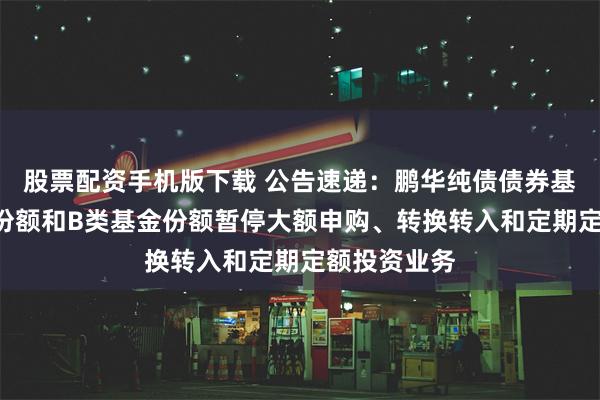 股票配资手机版下载 公告速递：鹏华纯债债券基金A类基金份额和B类基金份额暂停大额申购、转换转入和定期定额投资业务